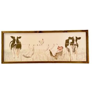 Farmhouse Wall Decor Cows Hanging Laundry Wood Frame